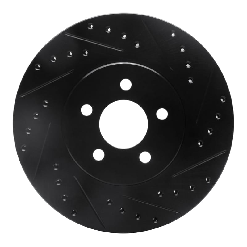 R1 95-06 Chrysler CIRRUS Front Right Drilled & Slotted Black Brake Rotor