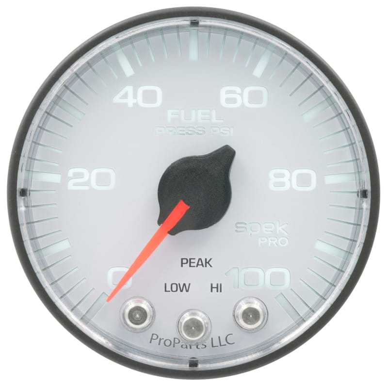 Autometer Spek-Pro Gauge Fuel Press 2 1/16in 100psi Stepper Motor W/Peak & Warn Wht/Blk - P314128 thumbnail 3
