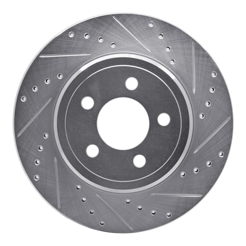 R1 05-23 Chrysler 300 Rear Right Drilled & Slotted Silver Brake Rotor - 631-39018R