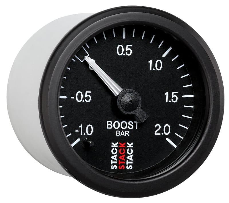 Autometer Stack 52mm -1 to +2 Bar T-Fitting 0.187in Barb (M) Mechanical Boost Pressure Gauge - Black thumbnail 5