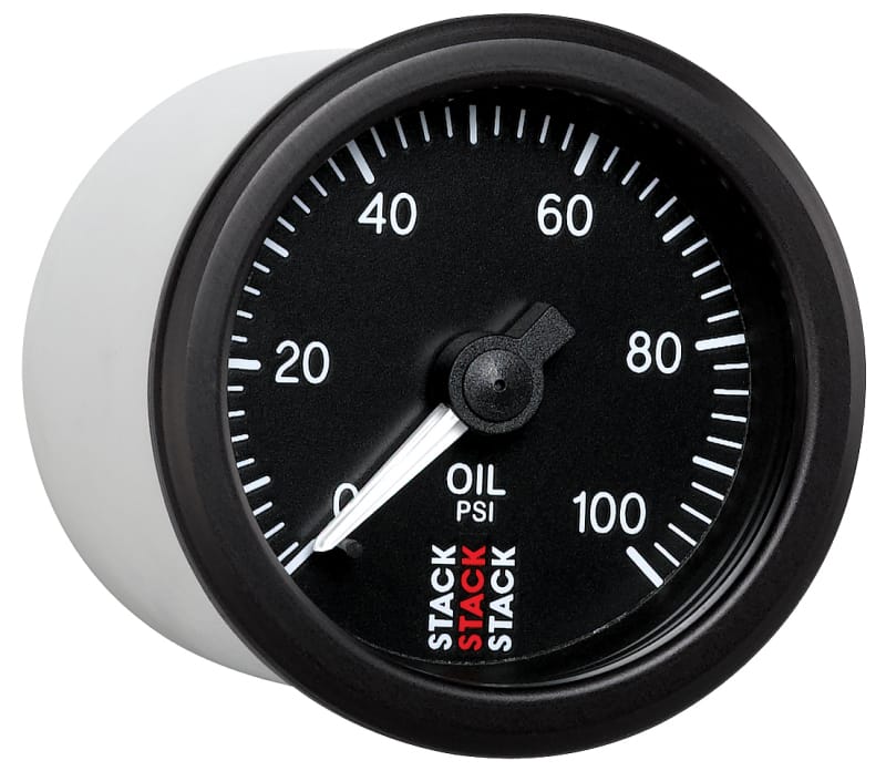 Autometer Stack 52mm 0-100 PSI 1/8in NPTF (M) Mechanical Oil Pressure Gauge - Black thumbnail 5