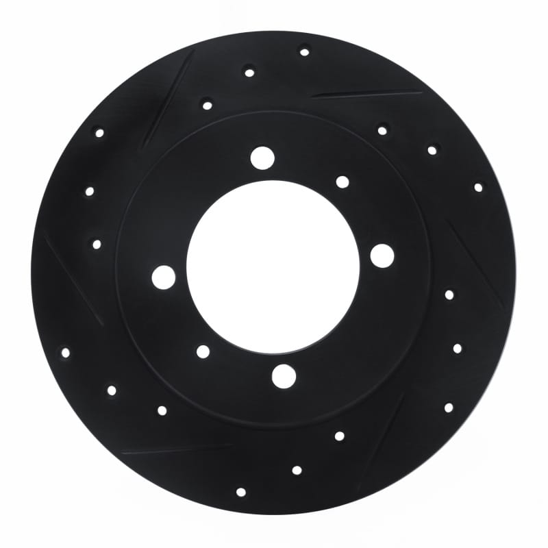 R1 88-93 Dodge 2000 GTX Rear Left Drilled & Slotted Black Brake Rotor