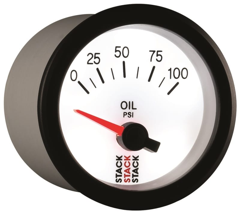 Autometer Stack 52mm 0-100 PSI 1/8in NPTF Electric Oil Pressure Gauge - White thumbnail 6