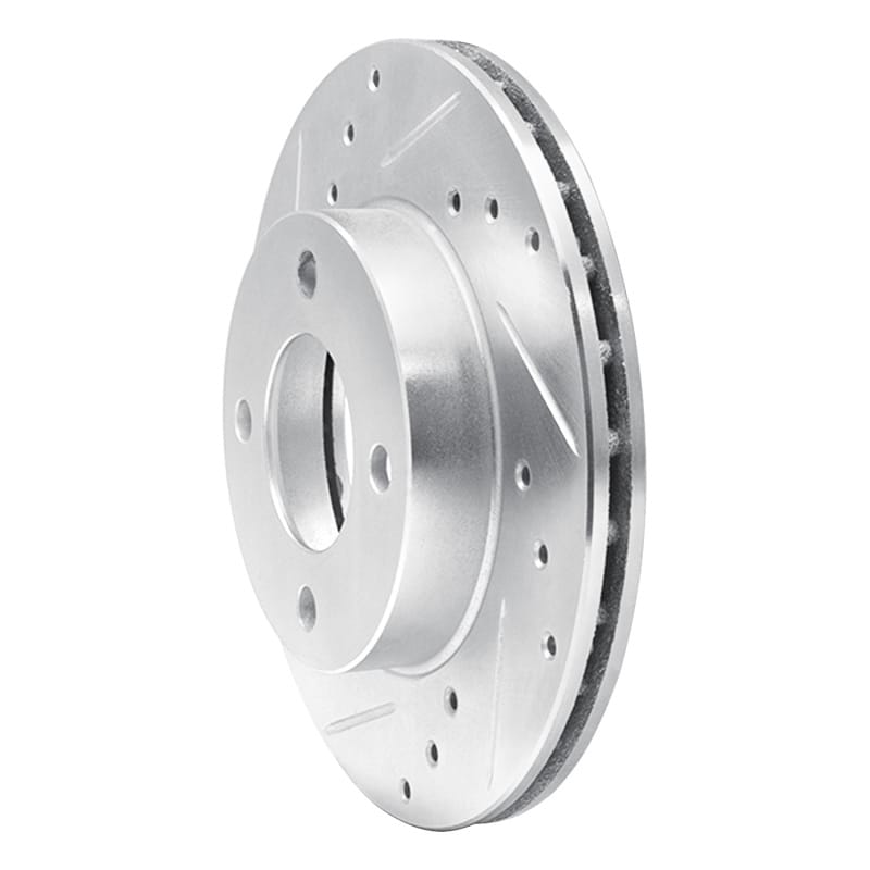 R1 92-00 Dodge COLT Front Left Drilled & Slotted Silver Brake Rotor thumbnail 2