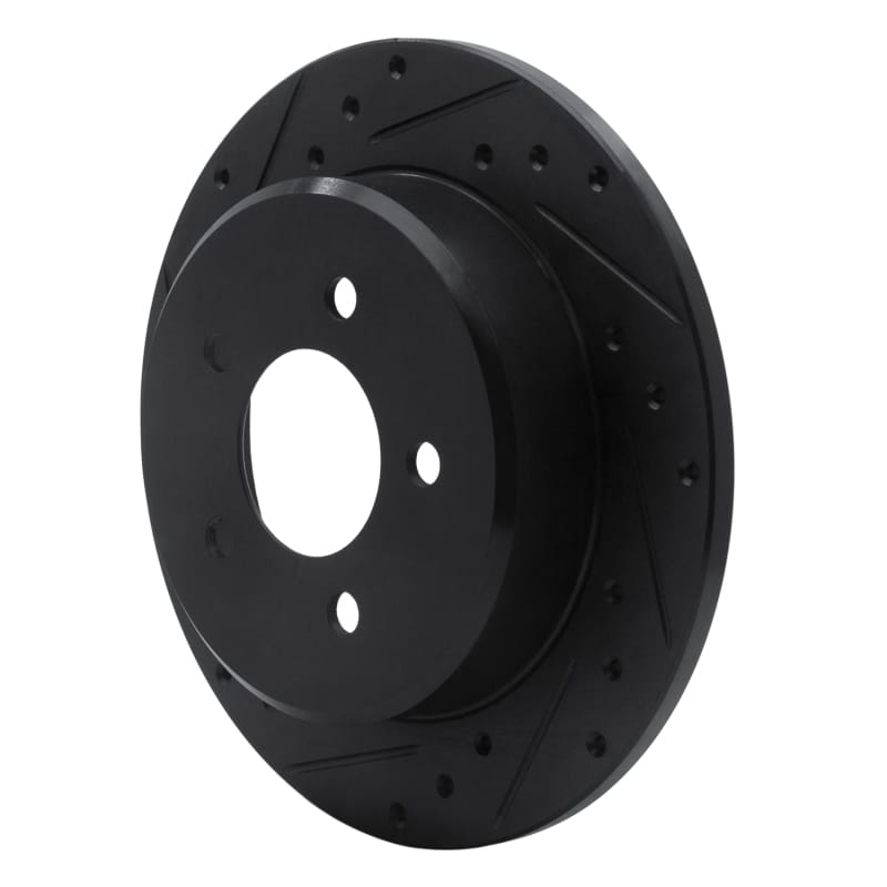 R1 97-07 Chrysler Town & Country Rear Left Drilled & Slotted Black Brake Rotor thumbnail 2