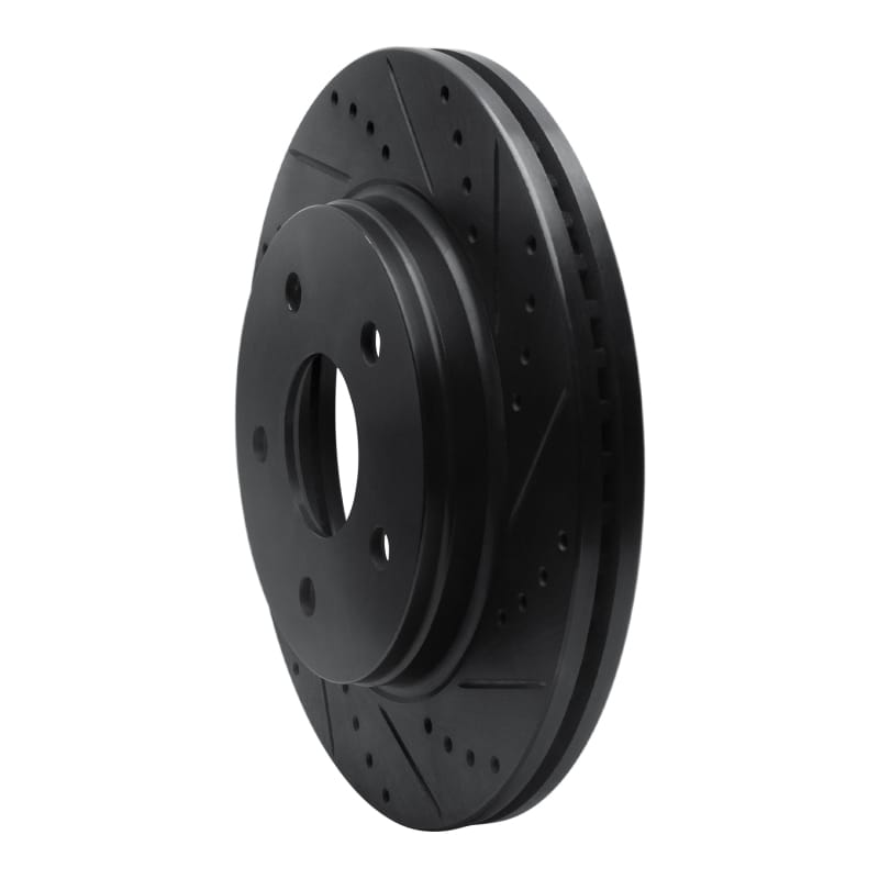 R1 08-12 Jeep J8 Front Right Drilled & Slotted Black Brake Rotor thumbnail 2