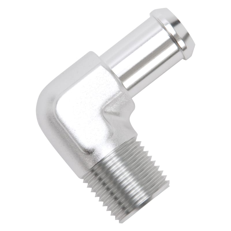 Edelbrock Hose End 90-Deg 1/2In NPT to 5/8In Barb Clear Anodize thumbnail 3