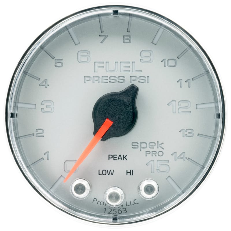 Autometer Spek-Pro Gauge Fuel Press 2 1/16in 15psi Stepper Motor W/Peak & Warn Slvr/Chrm - P315218 thumbnail 2