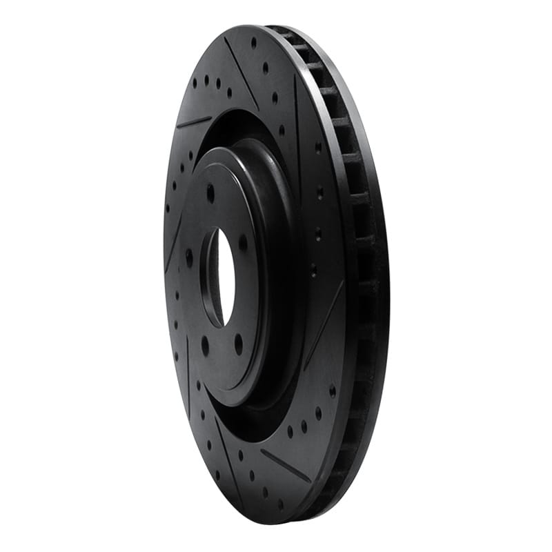 R1 08-14 Chrysler 200 Front Right Drilled & Slotted Black Brake Rotor thumbnail 2