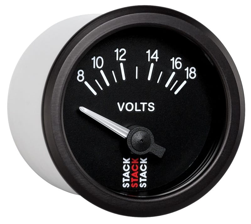 Autometer Stack Instruments 52mm 8-18V Electric Battery Voltage Gauge - Black thumbnail 5