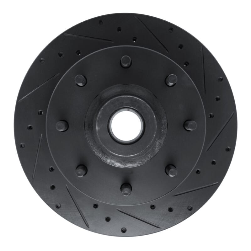R1 78-81 Dodge B350 Front Right Drilled & Slotted Black Brake Rotor