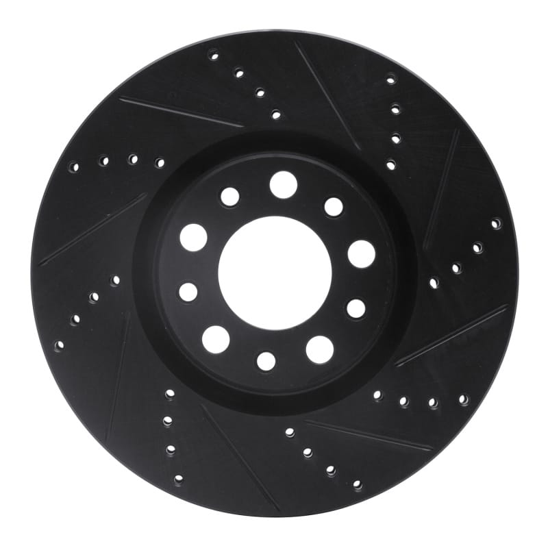 R1 2013-2023 Chrysler 200 Front Right Drilled & Slotted Black Brake Rotor