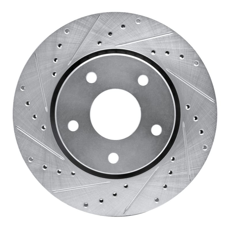 R1 08-16 Chrysler Town & Country Front Left Drilled & Slotted Silver Brake Rotor