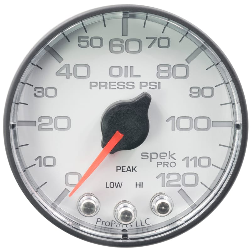 Autometer Spek-Pro Gauge Oil Press 2 1/16in 120psi Stepper Motor W/Peak & Warn Wht/Blk - P325128 thumbnail 2