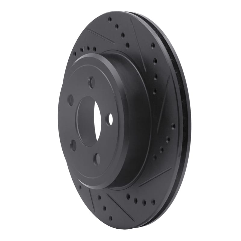 R1 05-23 Chrysler 300 Rear Right Drilled & Slotted Black Brake Rotor - 633-39018R thumbnail 2