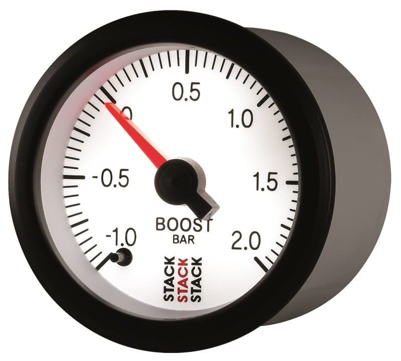 Autometer Stack 52mm -1 to +2 Bar (Incl T-Fitting) Pro Stepper Motor Boost Pressure Gauge - White thumbnail 3