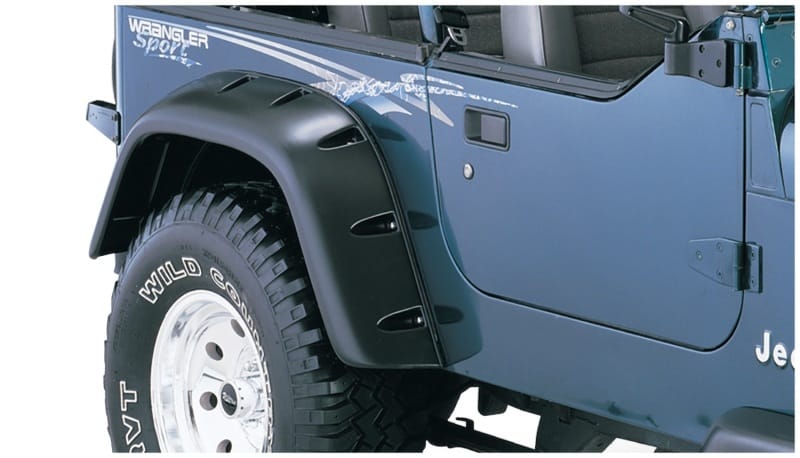 Bushwacker 87-95 Jeep Wrangler Cutout Style Flares 2pc Cutting Optional Not Renegade - Black - 10058-07