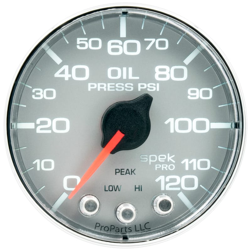Autometer Spek-Pro Gauge Oil Press 2 1/16in 120psi Stepper Motor W/Peak & Warn Slvr/Chrm - P325218 thumbnail 3