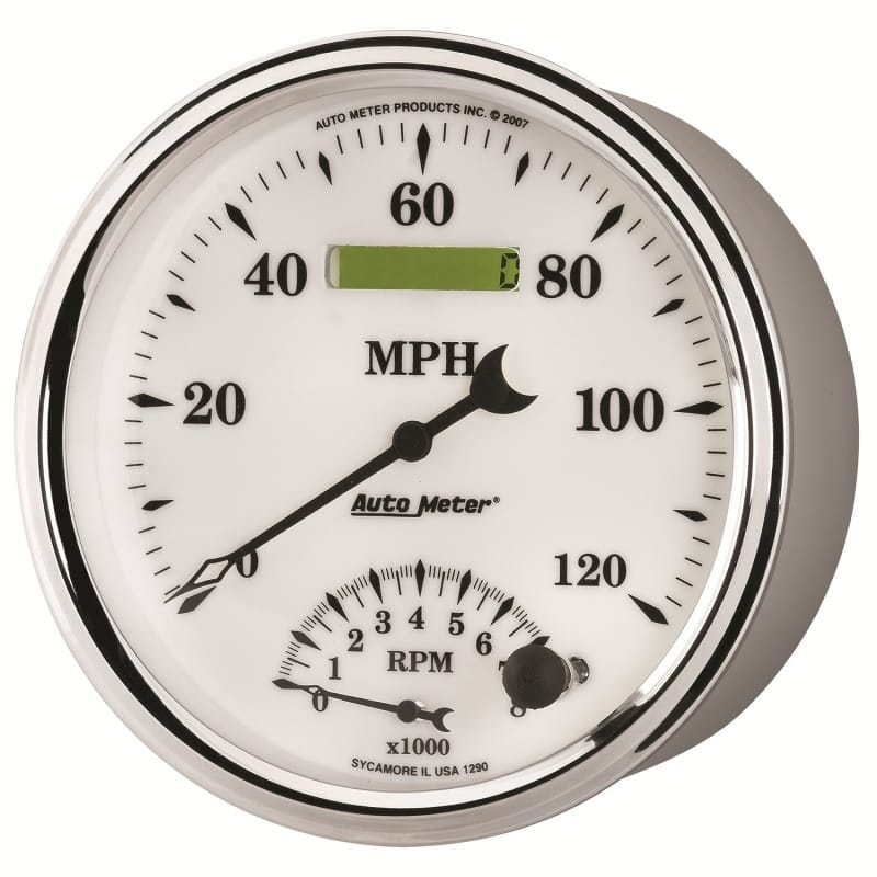 AutoMeter Gauge Tach/Speedo 5in. 120MPH & 8K RPM Elec. Program Old Tyme White II thumbnail 2