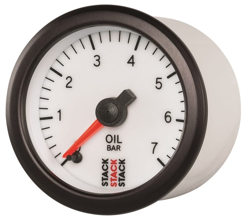 Autometer Stack 52mm 0-7 Bar M10 Male Pro Stepper Motor Oil Pressure Gauge - White thumbnail 2