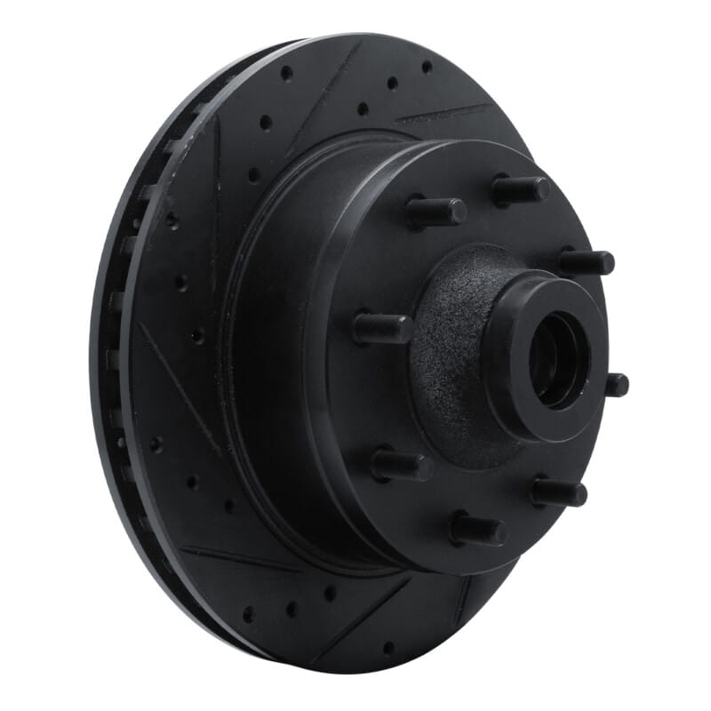 R1 78-97 Dodge B200 / B200 Van / B250 Front Left Drilled & Slotted Black Brake Rotor thumbnail 2