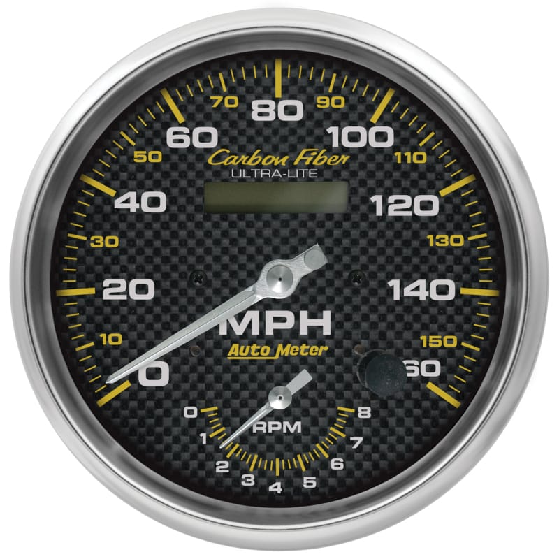 AutoMeter 160mph & 8k RPM Electric Program 5in. Carbon Fiber Gauge Tach/Speedo
