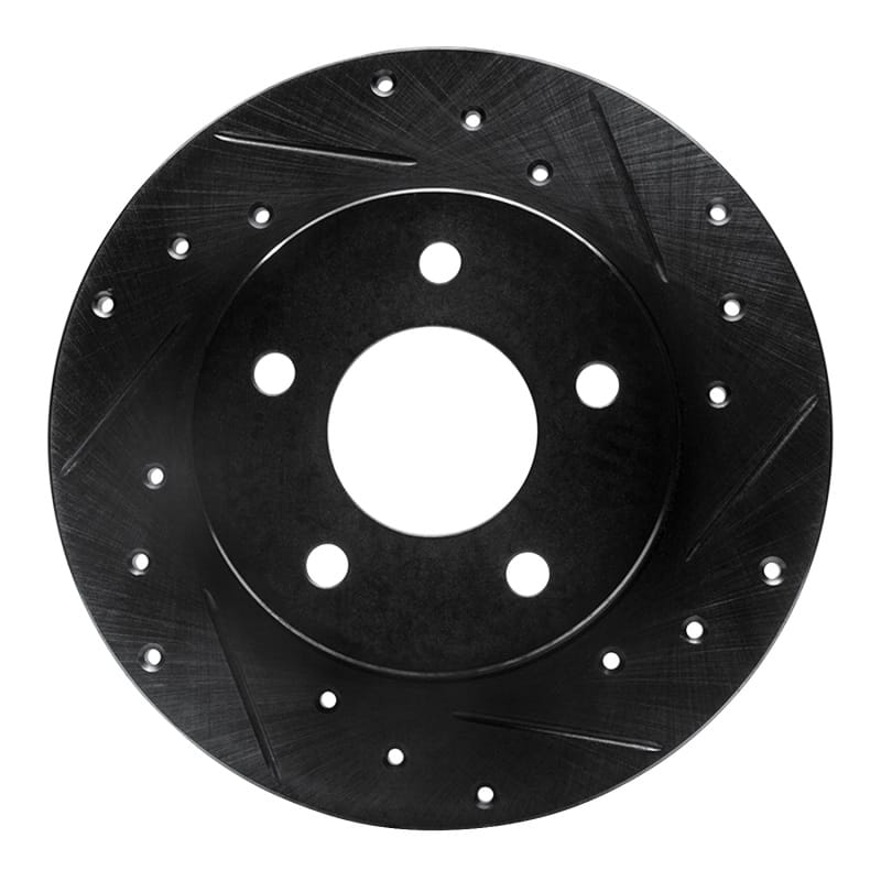 R1 88-92 Dodge Monaco Rear Right Drilled & Slotted Black Brake Rotor