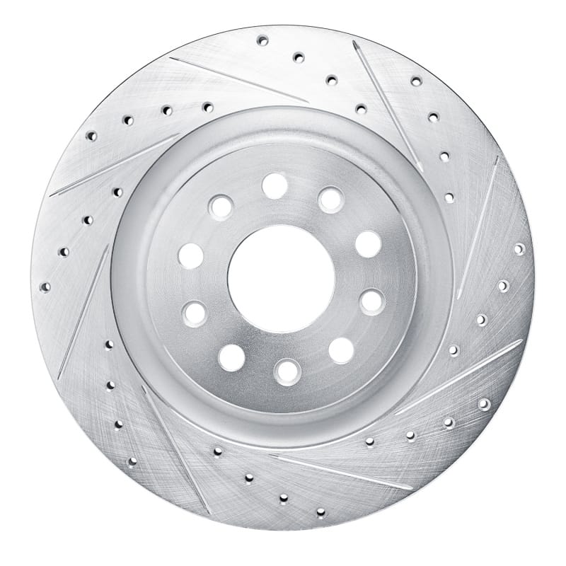 R1 21-25 Dodge Charger Daytona Rear Right Drilled & Slotted Silver Brake Rotor