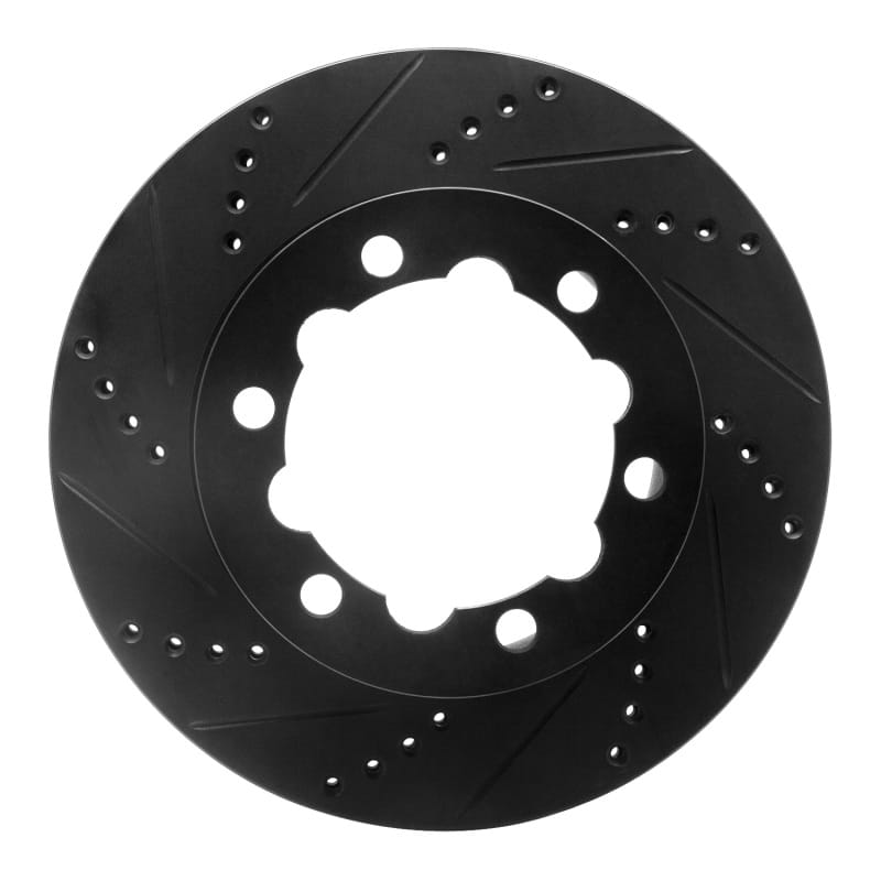 R1 06-25 American Coach Patriot Rear Left Drilled & Slotted Black Brake Rotor