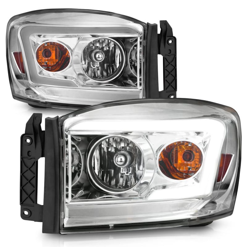 ANZO 06-09 Dodge RAM 1500/2500/3500 Headlights Chrome Housing/Clear Lens (w/ Light Bars) thumbnail 2