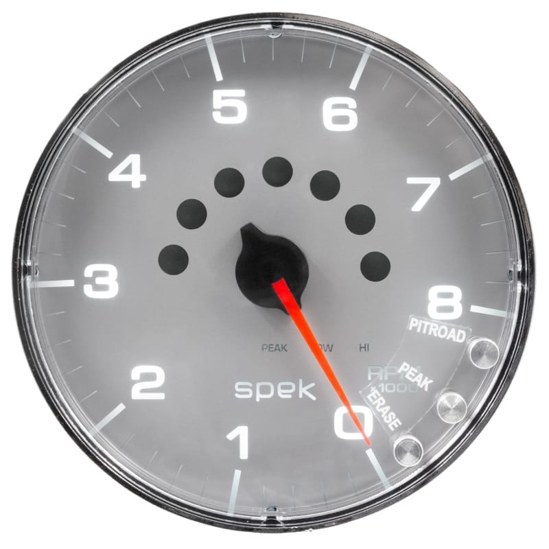 Autometer Spek-Pro Gauge Tachometer 5in 8K Rpm W/Shift Light & Peak Mem Silver/Chrome - P238218 thumbnail 3