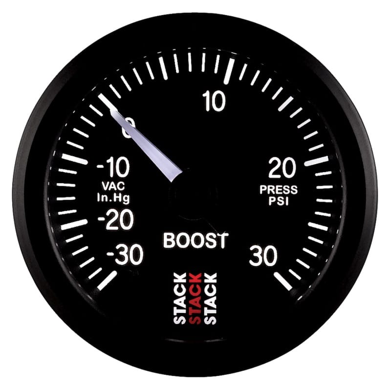 Autometer Stack 52mm -30INHG to +30 PSI (Incl T-Fitting) Pro Stepper Motor Boost Press Gauge - Black thumbnail 4