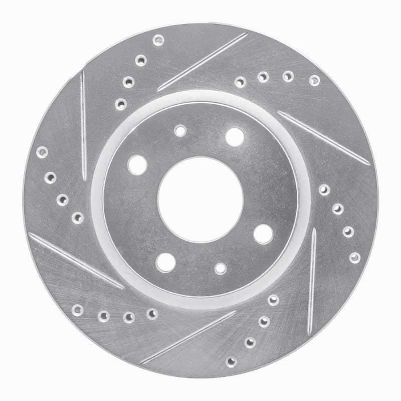 R1 79-87 Dodge COLT Front Left Drilled & Slotted Silver Brake Rotor