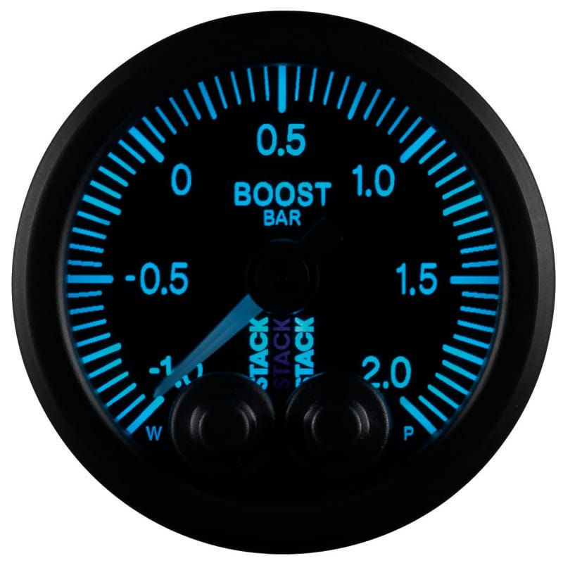 Autometer Stack 52mm -1 to +2 Bar (Incl T-Fitting) Pro-Control Boost Pressure Gauge - Black thumbnail 4