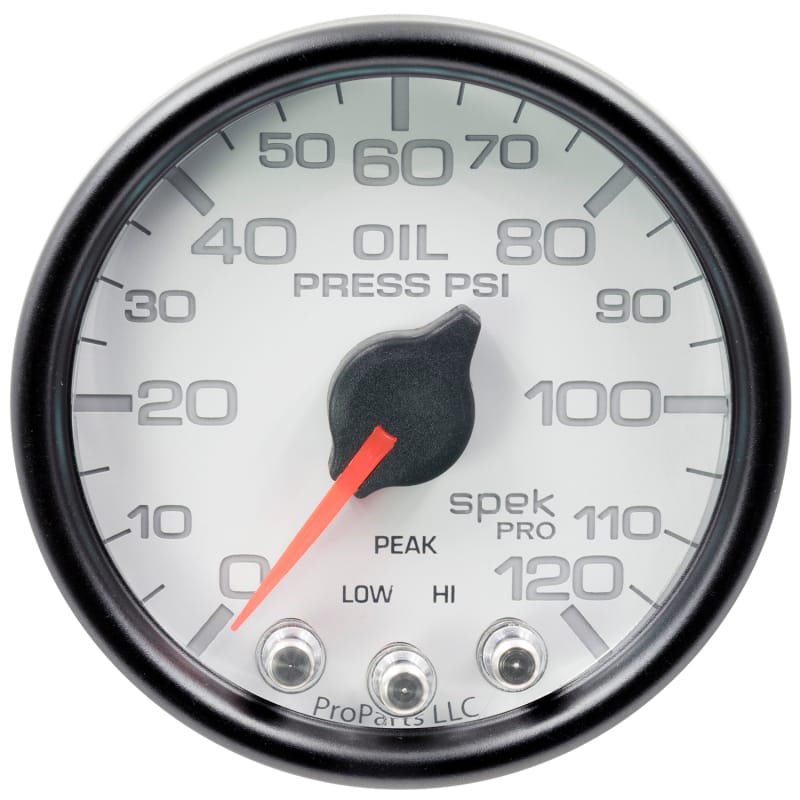 Autometer Spek-Pro Gauge Oil Press 2 1/16in 120psi Stepper Motor W/Peak & Warn Wht/Blk - P32512 thumbnail 2