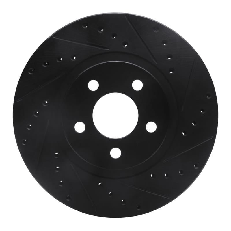 R1 01-10 Chrysler PT Cruiser Front Right Drilled & Slotted Black Brake Rotor