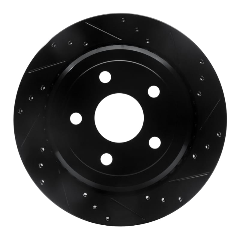 R1 11-25 Dodge Durango Rear Right Drilled & Slotted Black Brake Rotor