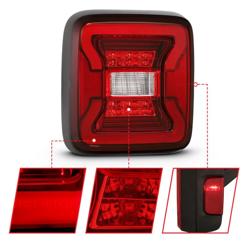 ANZO 18-19 Jeep Wrangler JL LED Taillights Black thumbnail 6