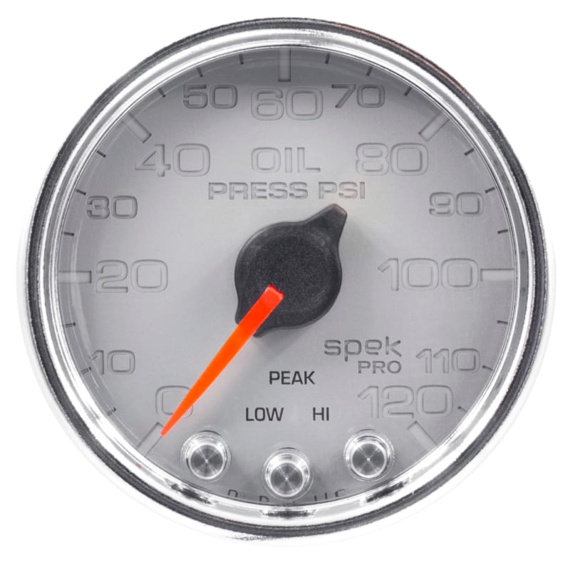 Autometer Spek-Pro Gauge Oil Press 2 1/16in 120psi Stepper Motor W/Peak & Warn Slvr/Chrm - P32521 thumbnail 2