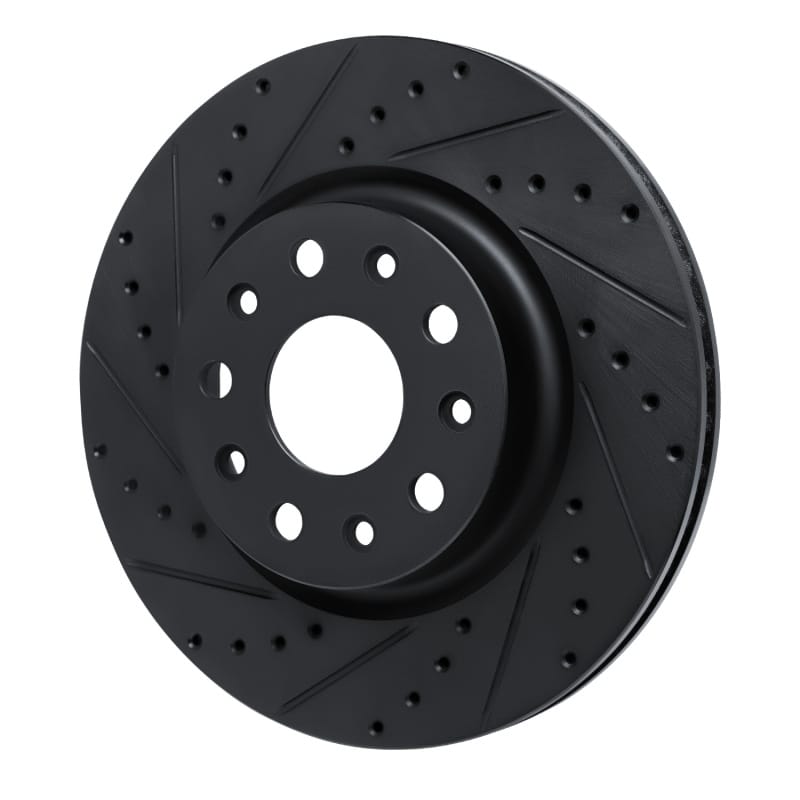 R1 18-25 Jeep Wrangler Front Left Drilled & Slotted Black Brake Rotor thumbnail 2