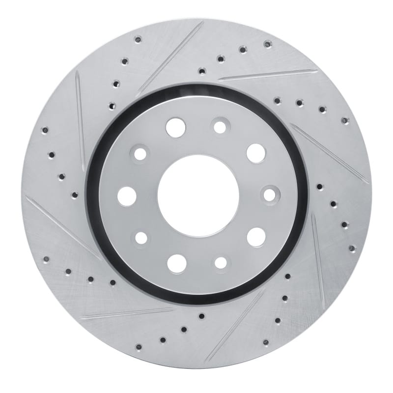 R1 18-25 Jeep Wrangler Front Left Drilled & Slotted Silver Brake Rotor - 631-42038L