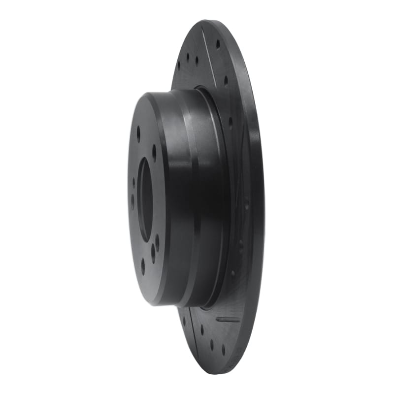 R1 87-15 Chrysler Crossfire Rear Right Drilled & Slotted Black Brake Rotor thumbnail 2