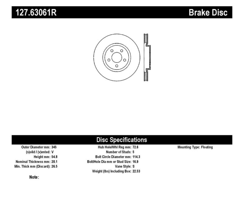 StopTech 05-09 Chrysler 300 (5.7L V8 exc SRT-8) Front Right Slotted & Drilled Rotor thumbnail 3