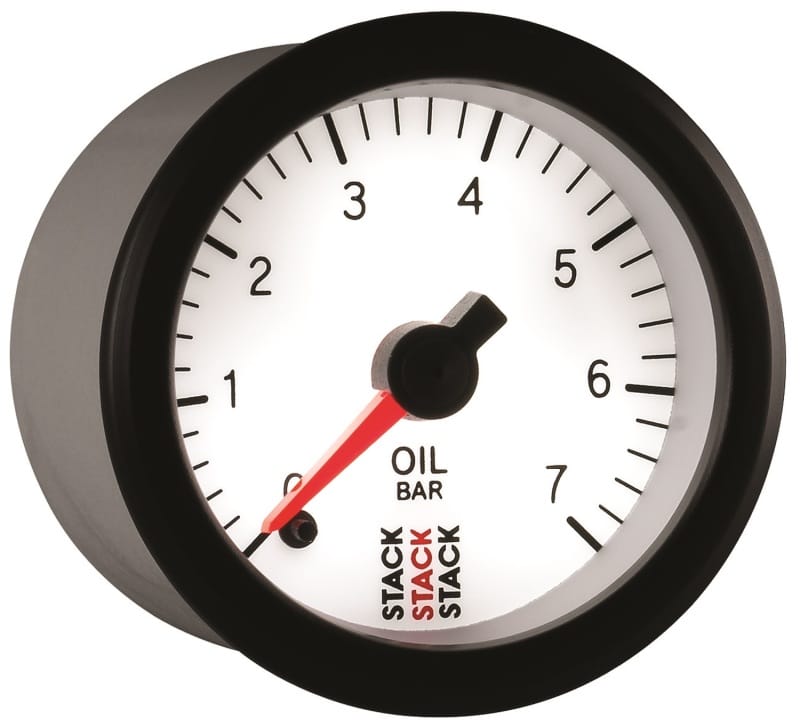 Autometer Stack 52mm 0-7 Bar M10 Male Pro Stepper Motor Oil Pressure Gauge - White thumbnail 6