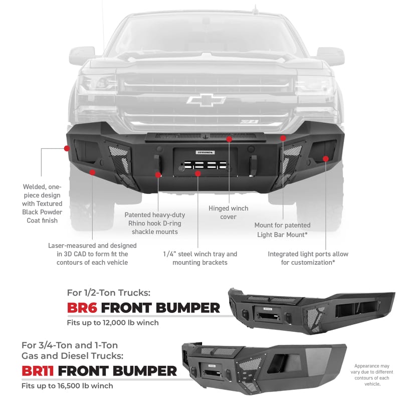 Go Rhino 13-18 Ram 1500 BR6 Front Bumper Replacement - Tex. Blk thumbnail 5