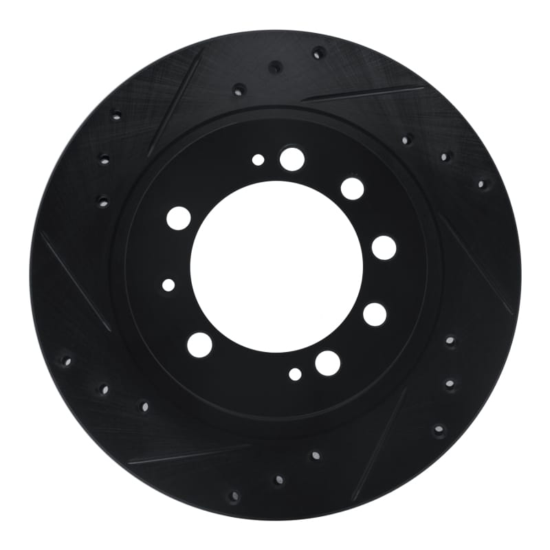R1 83-89 Chrysler Conquest Rear Left Drilled & Slotted Black Brake Rotor