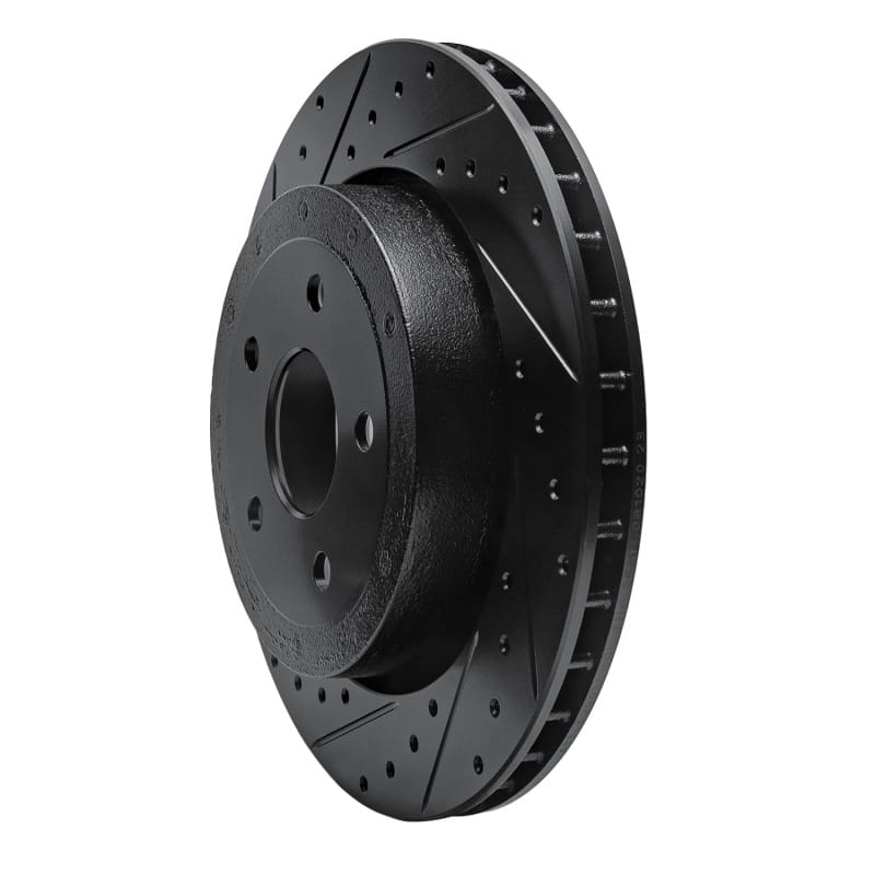 R1 06-10 Jeep Grand Cherokee Rear Left Drilled & Slotted Black Brake Rotor thumbnail 2