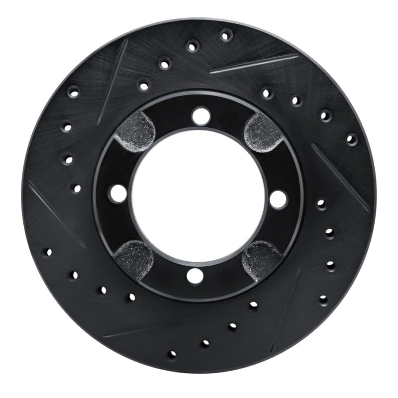 R1 91-92 Dodge COLT Front Left Drilled & Slotted Black Brake Rotor - 633-72013L