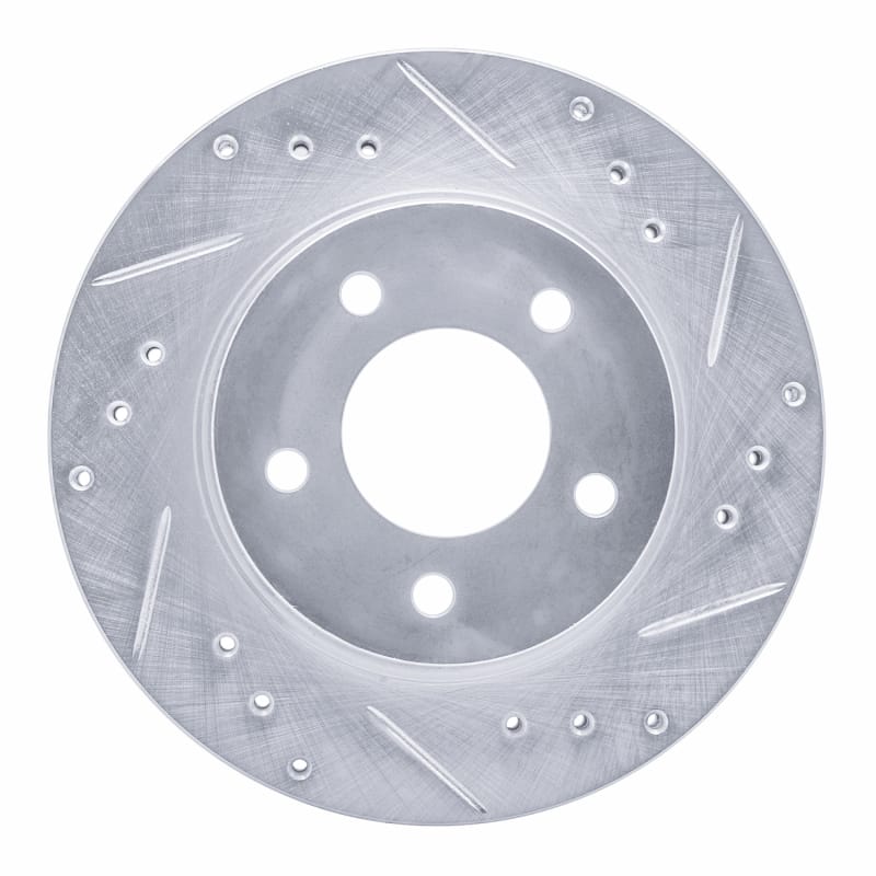 R1 98-00 Chrysler LHS Front Right Drilled & Slotted Silver Brake Rotor