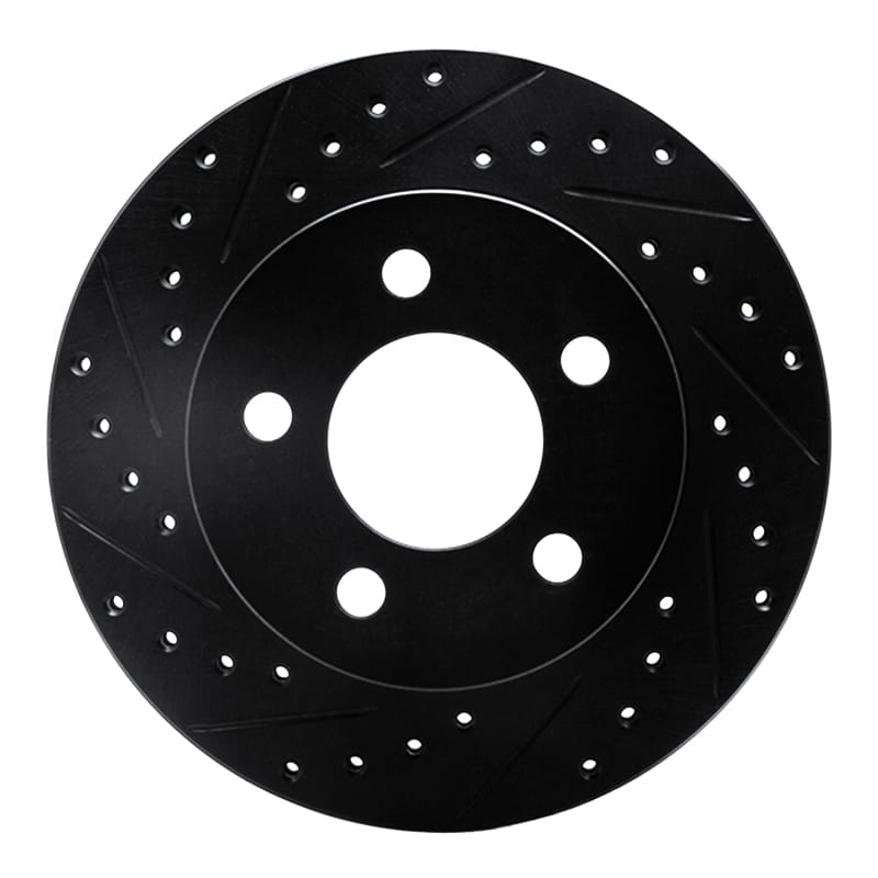 R1 90-99 Jeep Cherokee Front Left Drilled & Slotted Black Brake Rotor